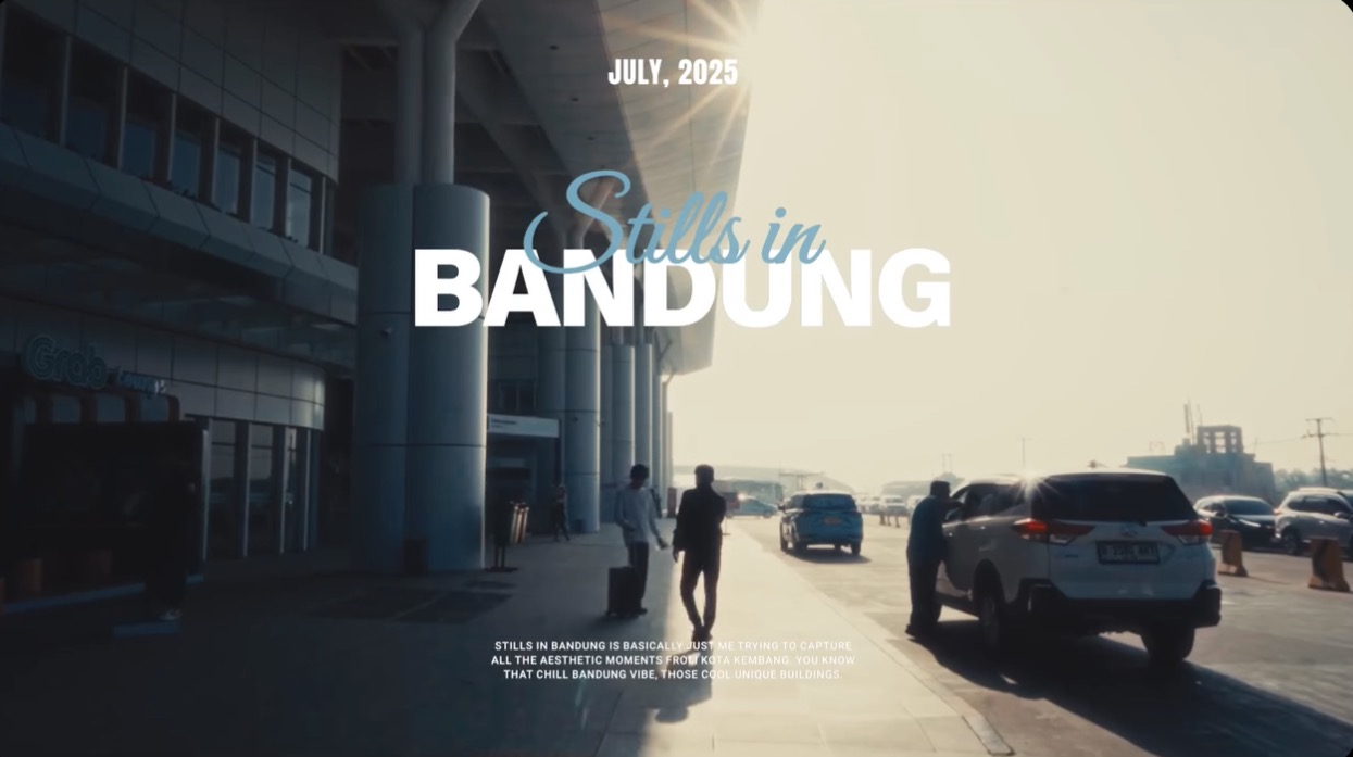 Cinematic travel frame captured in Bandung with warm morning light