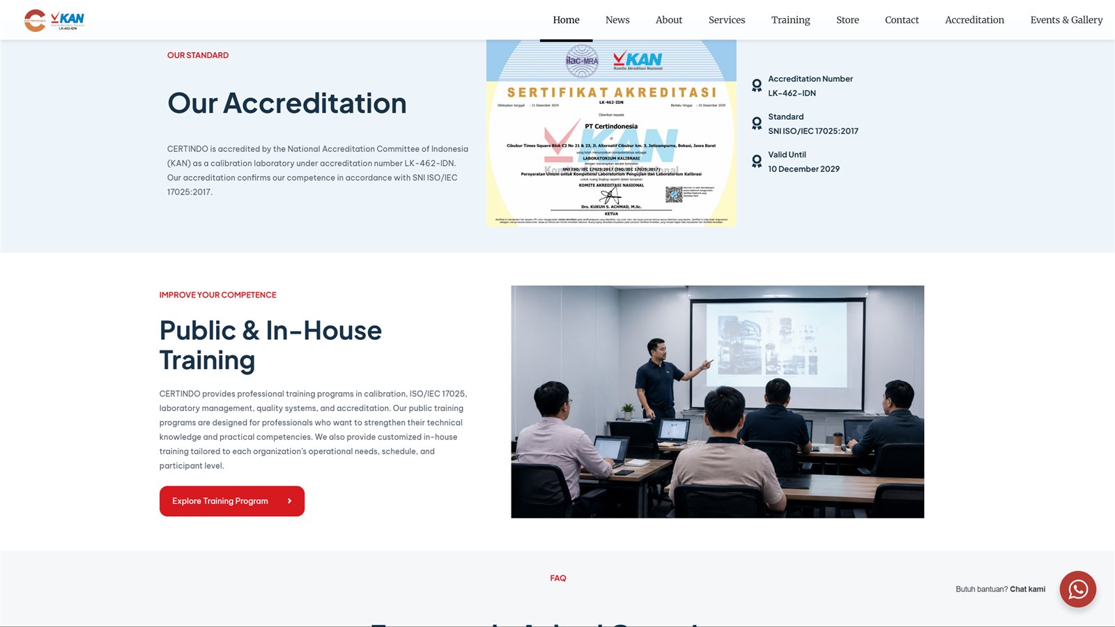 Revamped Certindo accreditation and professional training sections