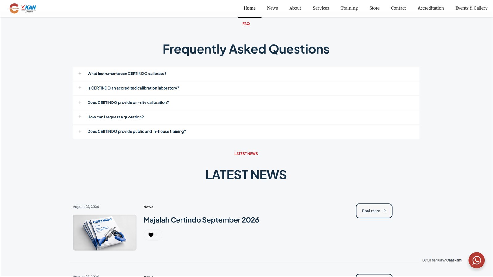 Revamped Certindo frequently asked questions and latest news sections