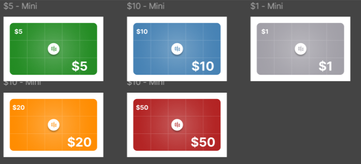 Chaos Stock play money in five denominations
