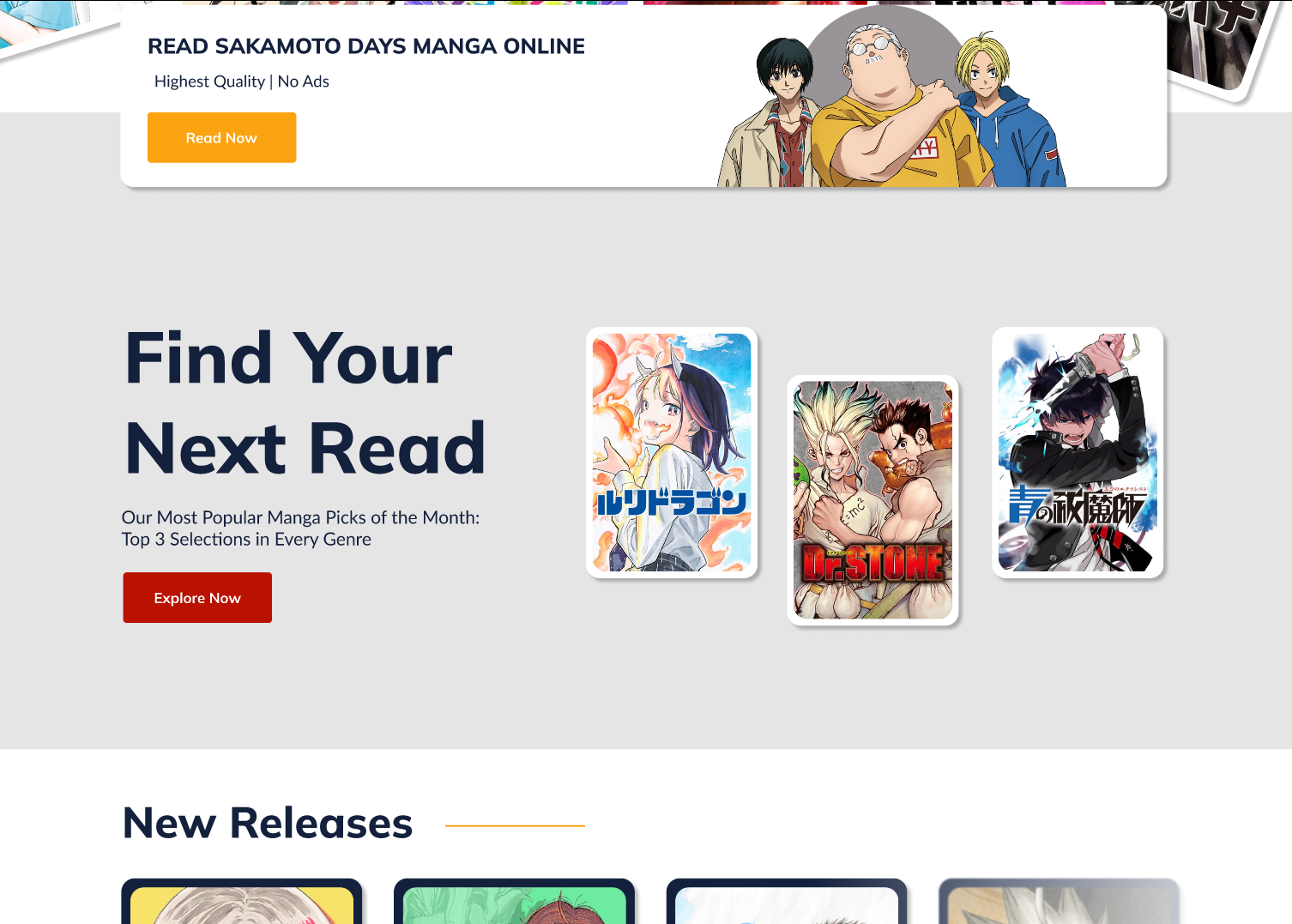 Chapters discovery page featuring popular manga and new releases