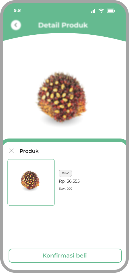 Kebunify mobile direct purchase confirmation sheet