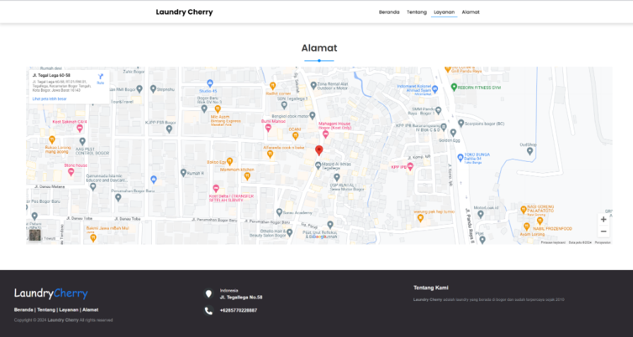 Laundry Cherry location map and company profile footer